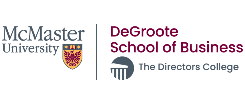 McMaster University and the DeGroote School of Business's The Director College logo.
